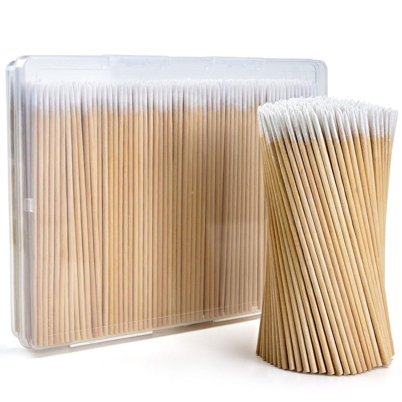 Boesma 400Pcs Pointed Cotton Swabs in Storage Box - Precision Microblading Cotton Swabs with Wooden Sticks for Makeup, Cleaning Nail Polish, Eyebrow, Tattoo Permanent Supplies, Craft - Image 1